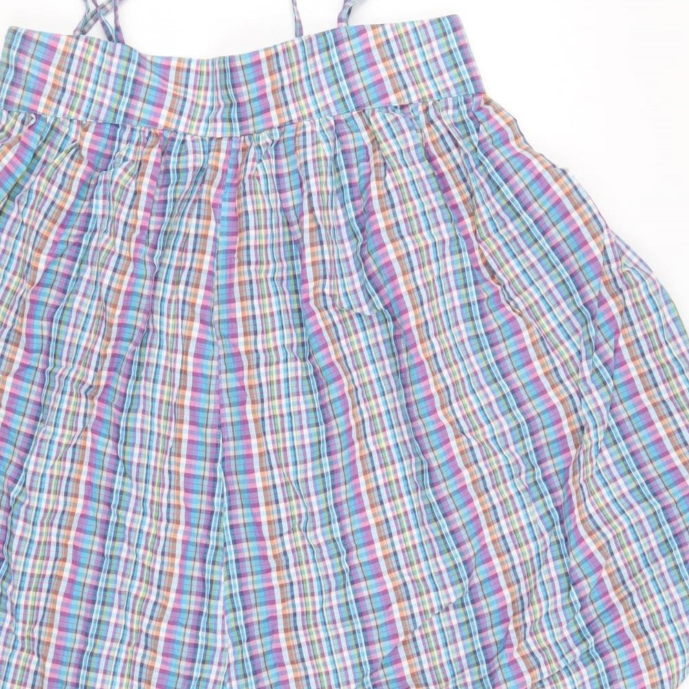 ASOS Womens Multicoloured Check 100% Cotton Playsuit One-Piece Size 8 Tie - Romper