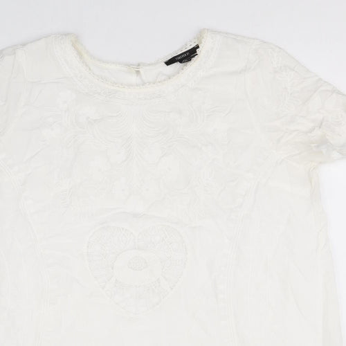 FOREVER 21 Womens Ivory Viscose T-Shirt Dress Size L Boat Neck Button
