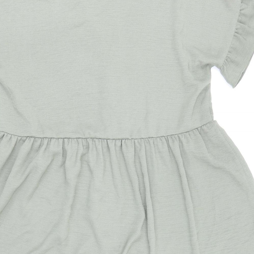 New Look Womens Green Polyester Trapeze & Swing Size 10 V-Neck Button