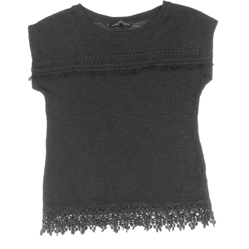 Dorothy Perkins Womens Black Polyester Basic T-Shirt Size 10 Round Neck