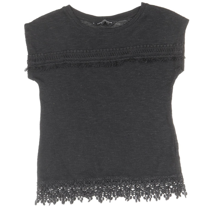 Dorothy Perkins Womens Black Polyester Basic T-Shirt Size 10 Round Neck