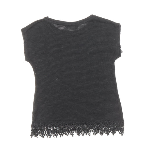 Dorothy Perkins Womens Black Polyester Basic T-Shirt Size 10 Round Neck