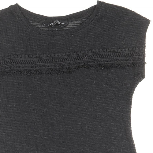 Dorothy Perkins Womens Black Polyester Basic T-Shirt Size 10 Round Neck