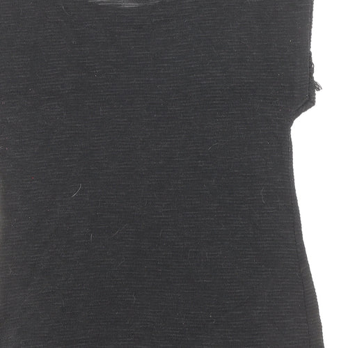 Dorothy Perkins Womens Black Polyester Basic T-Shirt Size 10 Round Neck