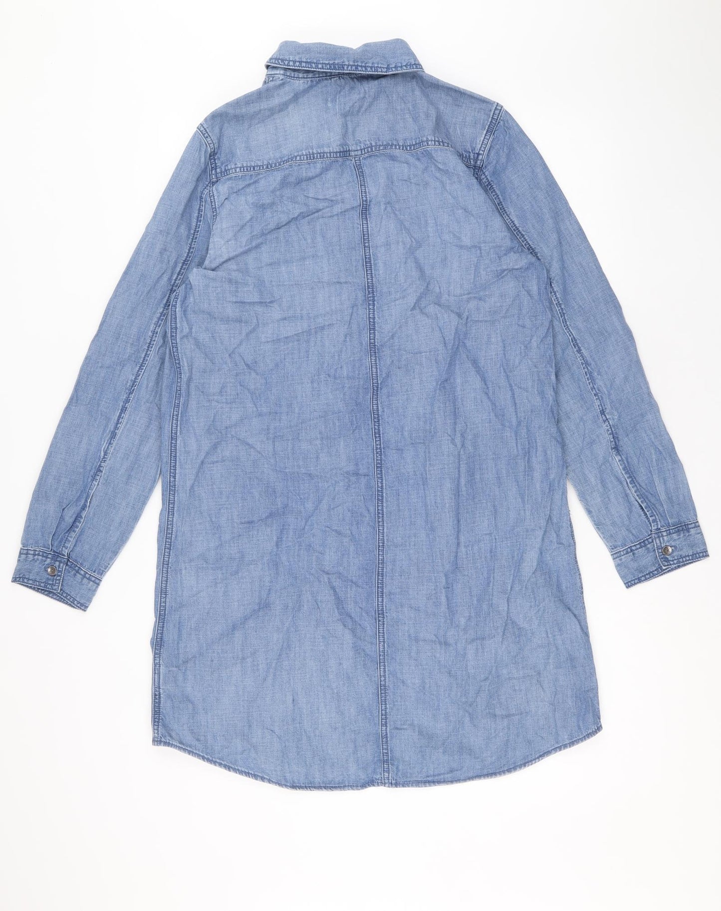 Gap Womens Blue Cotton Shirt Dress Size M Collared Button