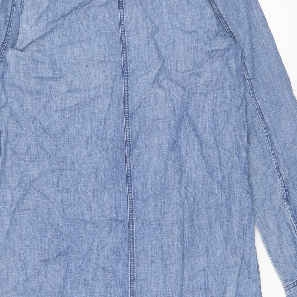 Gap Womens Blue Cotton Shirt Dress Size M Collared Button