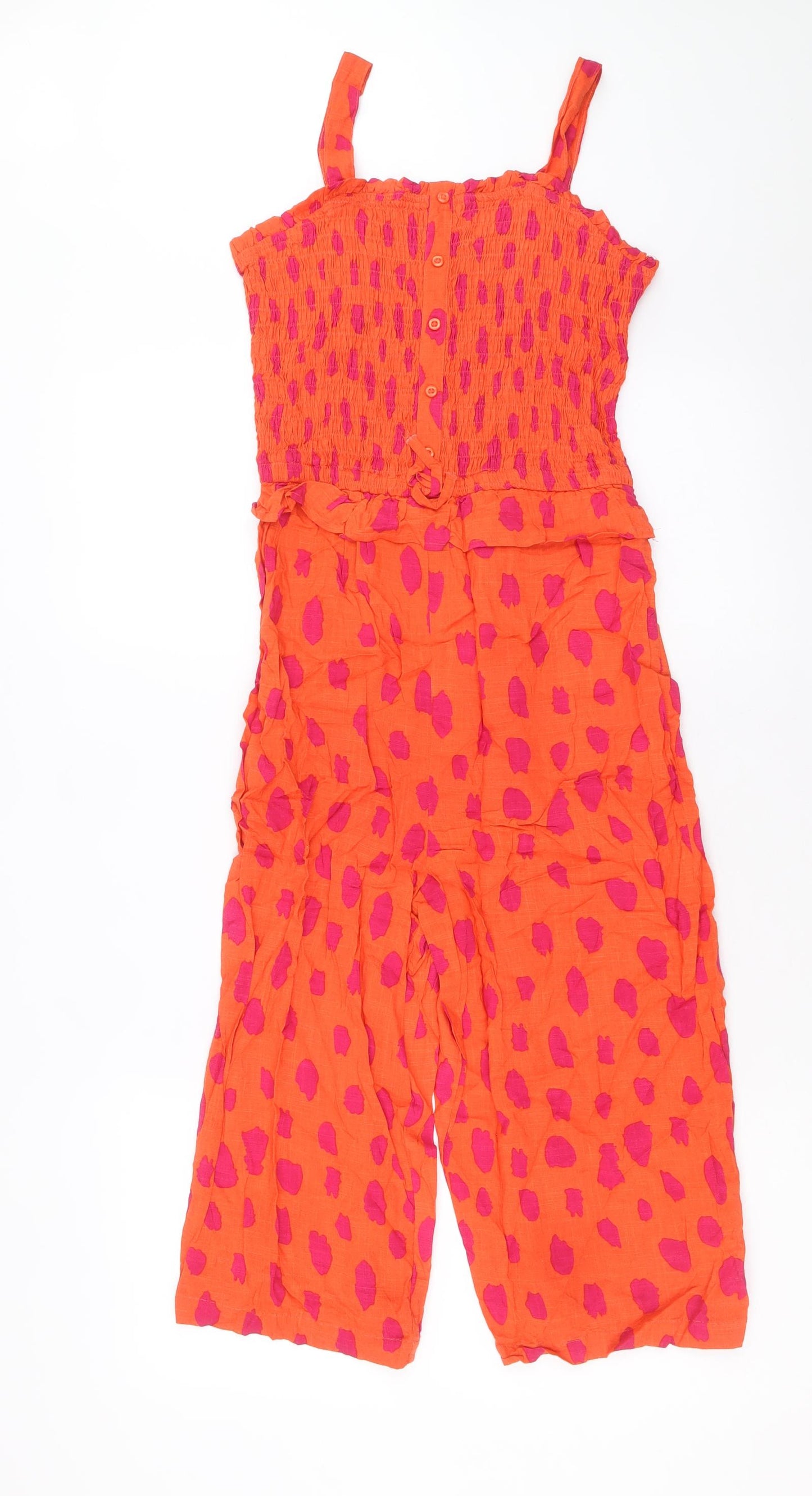 Matalan Girls Orange Geometric Viscose Jumpsuit One-Piece Size 13 Years Pullover