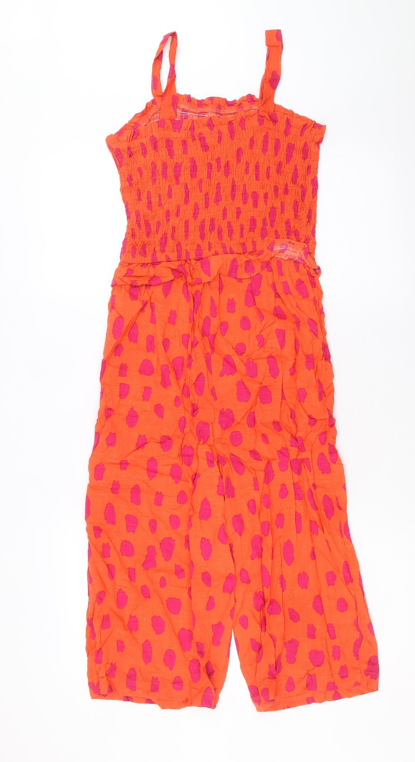 Matalan Girls Orange Geometric Viscose Jumpsuit One-Piece Size 13 Years Pullover