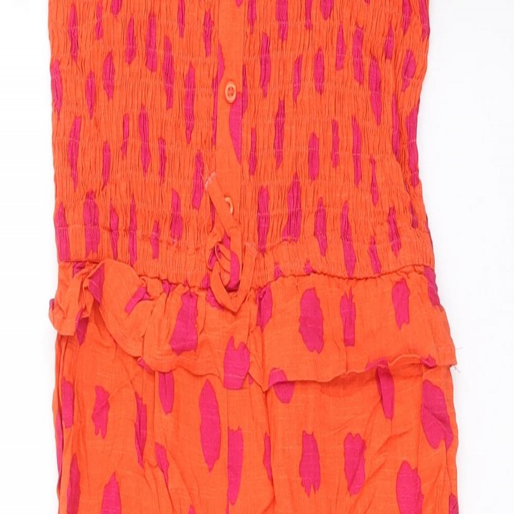 Matalan Girls Orange Geometric Viscose Jumpsuit One-Piece Size 13 Years Pullover
