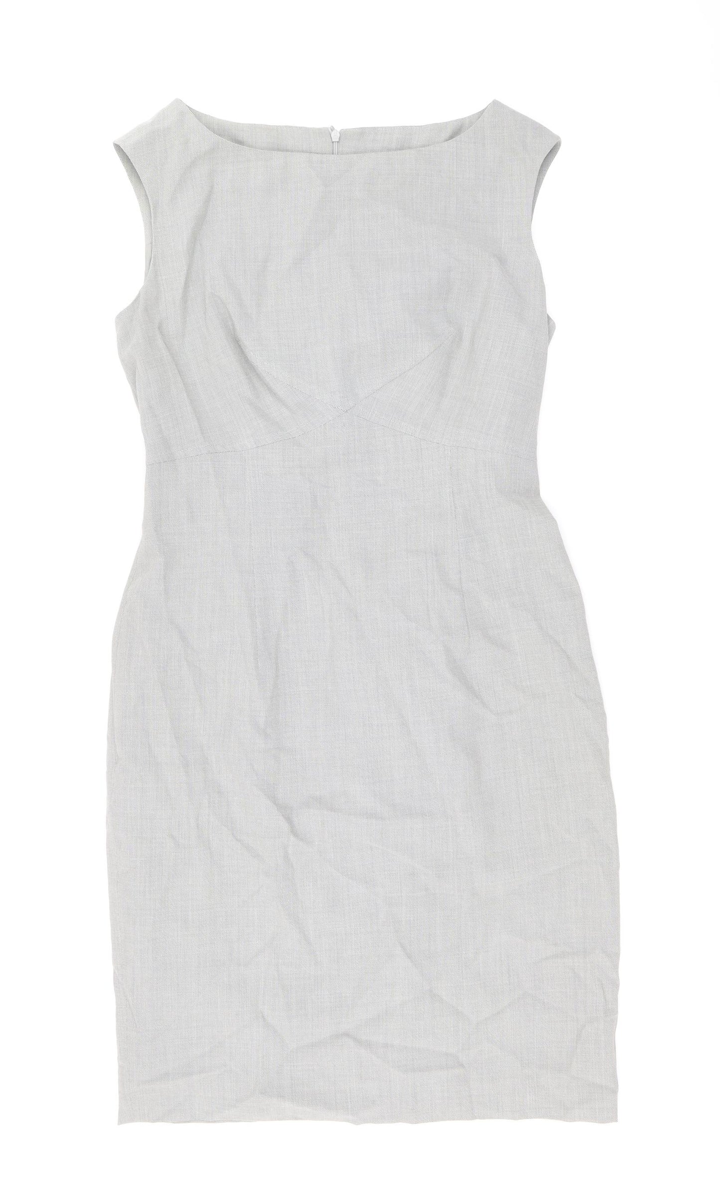 Marella Womens Grey Wool Pencil Dress Size 12 Boat Neck Zip