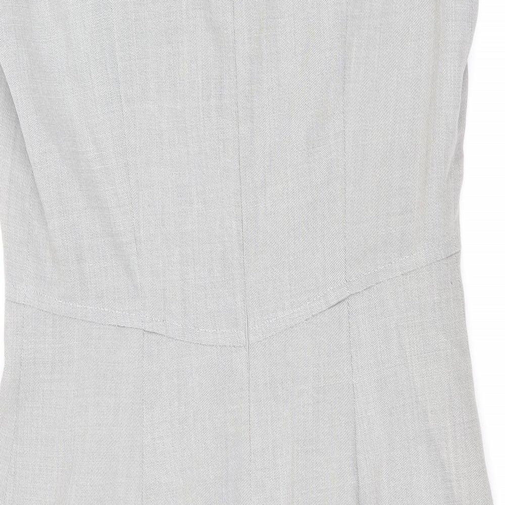 Marella Womens Grey Wool Pencil Dress Size 12 Boat Neck Zip