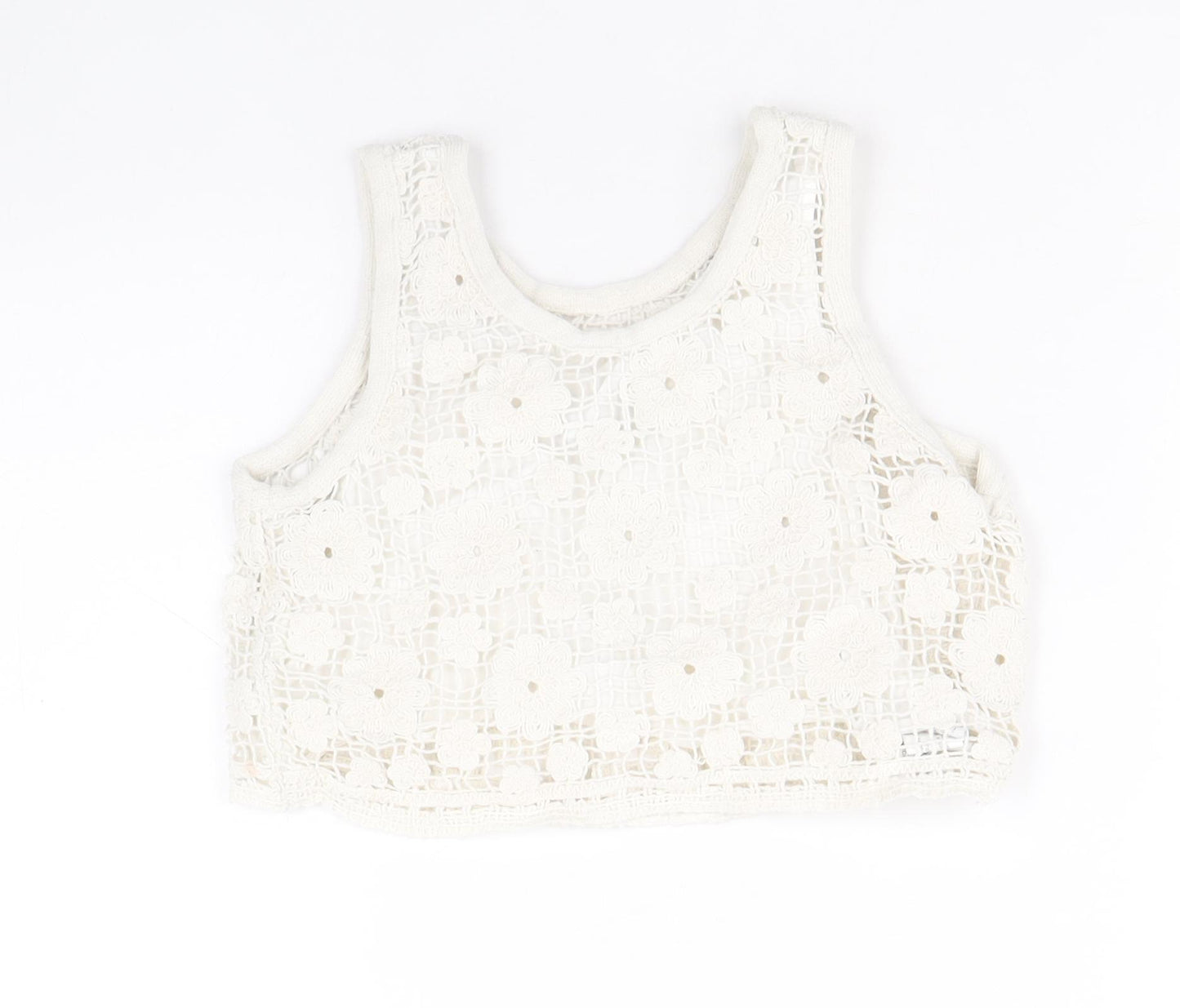 Zara Girls Ivory 100% Cotton Basic Tank Size 9 Years Scoop Neck Pullover