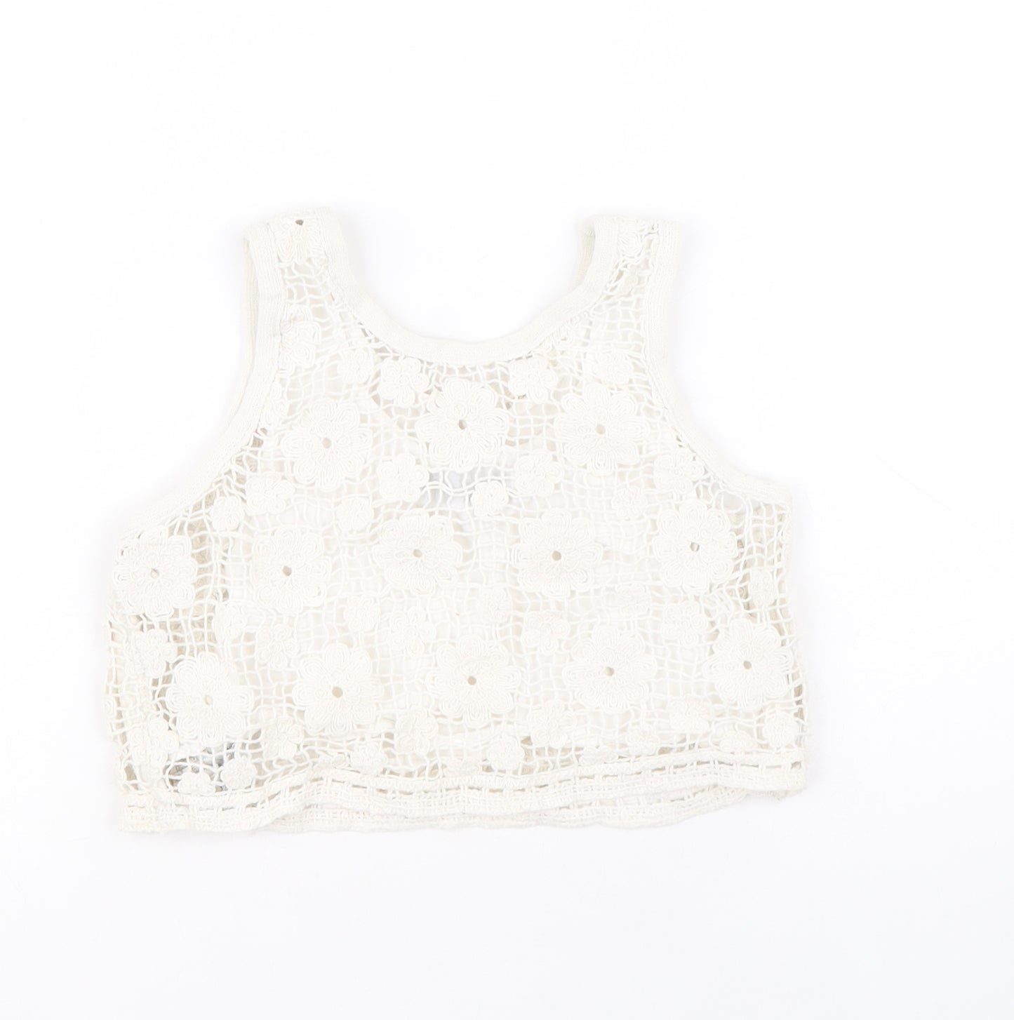 Zara Girls Ivory 100% Cotton Basic Tank Size 9 Years Scoop Neck Pullover