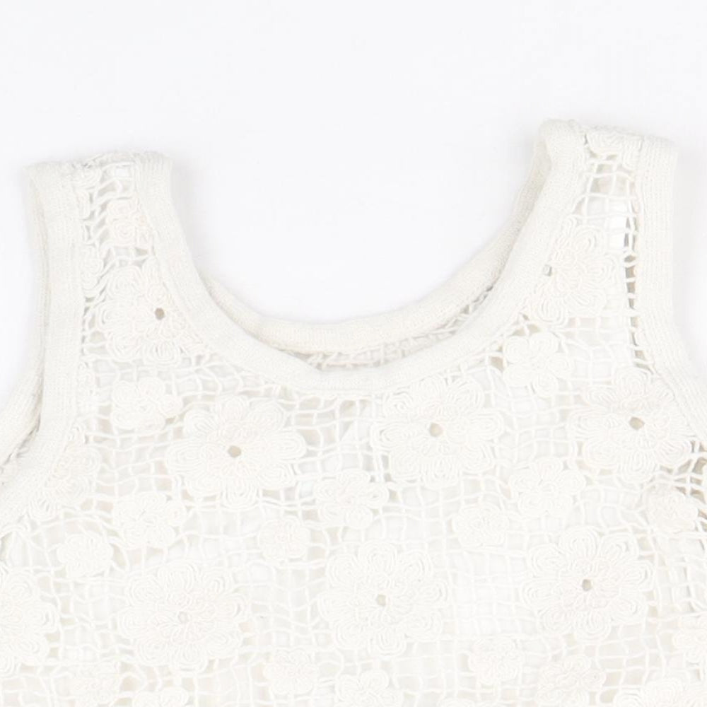 Zara Girls Ivory 100% Cotton Basic Tank Size 9 Years Scoop Neck Pullover