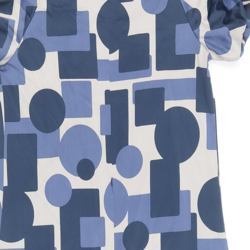 AMARANTO Womens Blue Geometric Polyester Shift Size 12 V-Neck Pullover