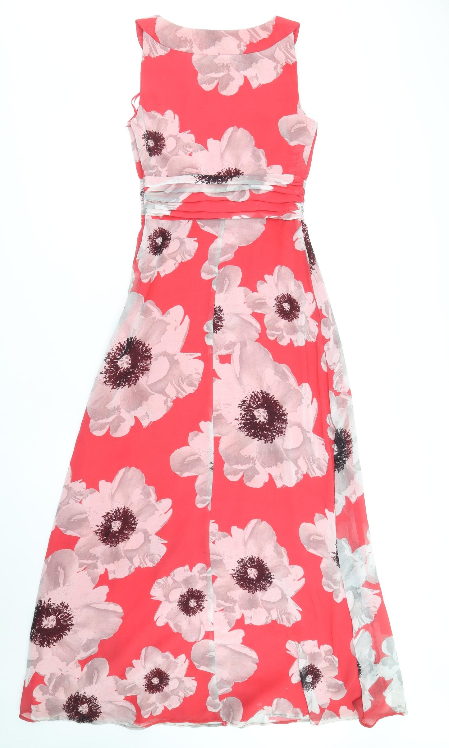 Ariella Womens Red Floral Polyester Maxi Size 8 Boat Neck Zip