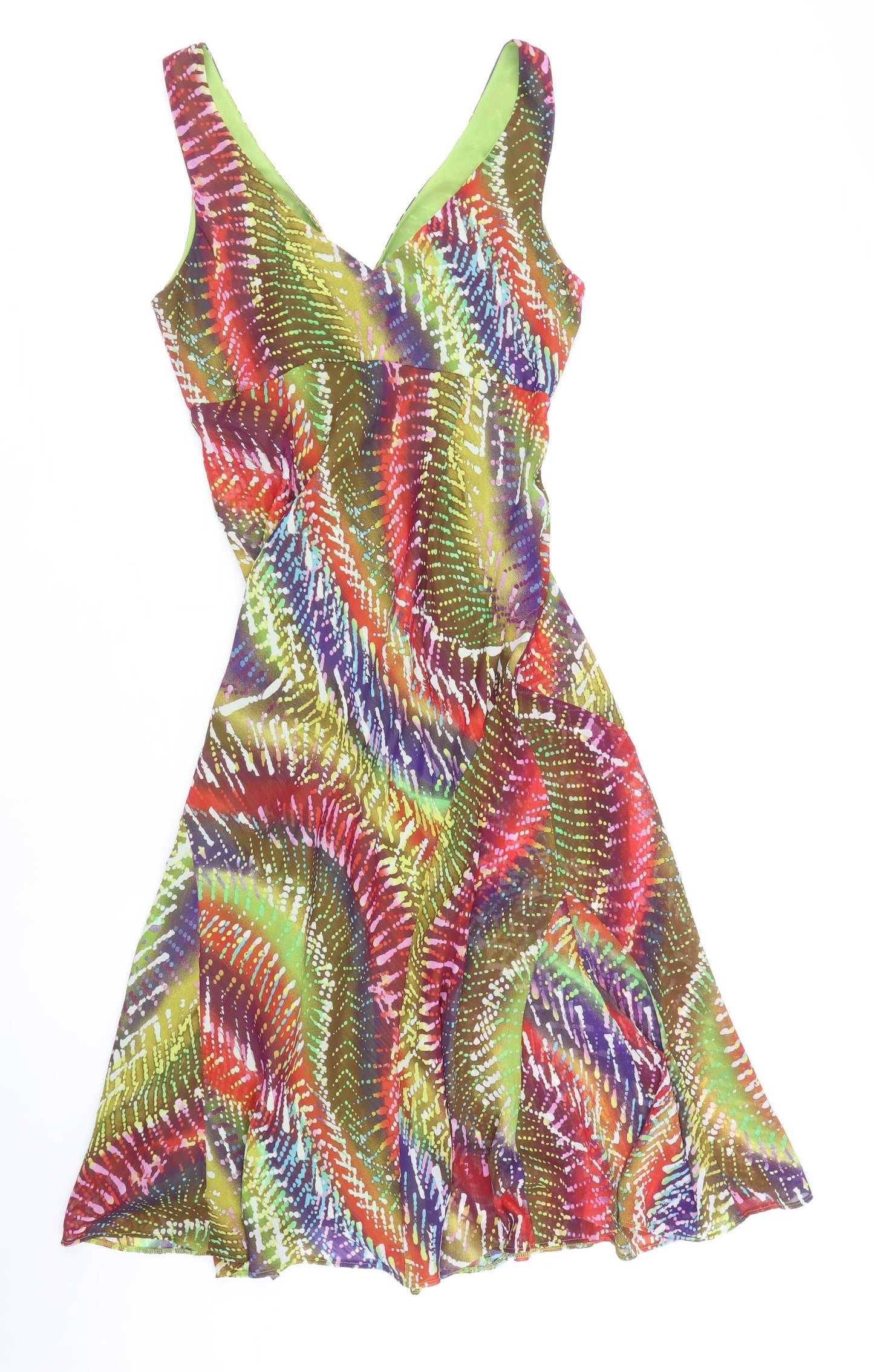 Per Una Womens Multicoloured Geometric Polyester Tank Dress Size 12 V-Neck Pullover