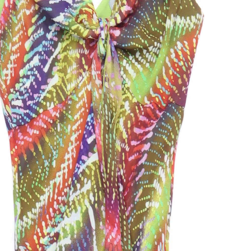 Per Una Womens Multicoloured Geometric Polyester Tank Dress Size 12 V-Neck Pullover