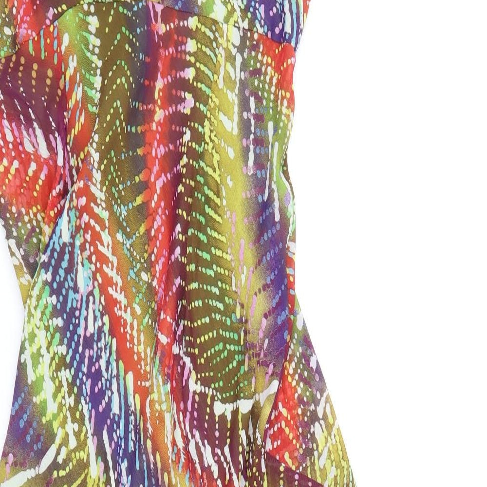 Per Una Womens Multicoloured Geometric Polyester Tank Dress Size 12 V-Neck Pullover