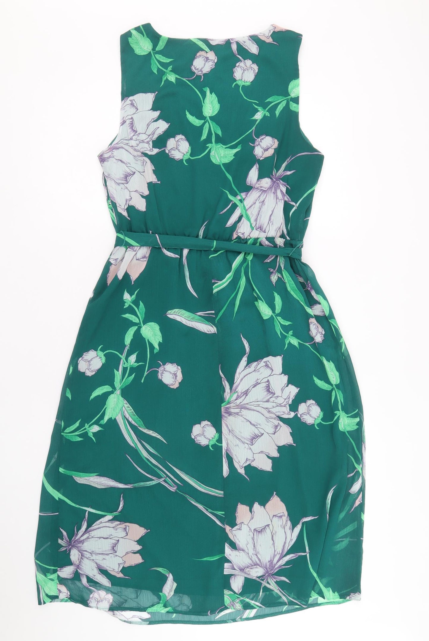 Soon Womens Green Floral Polyester A-Line Size 12 Boat Neck Pullover