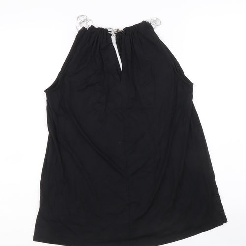Cable & Gauge Womens Black Viscose Basic Tank Size M Round Neck