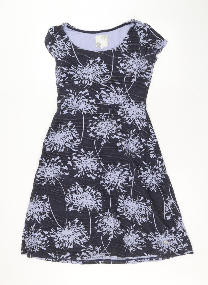 RJR.John Rocha Womens Purple Floral Polyester A-Line Size 10 Boat Neck Pullover