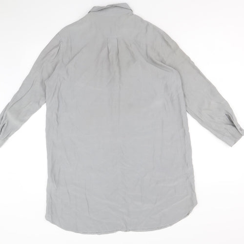 Topshop Womens Grey Viscose Shirt Dress Size 8 Collared Button