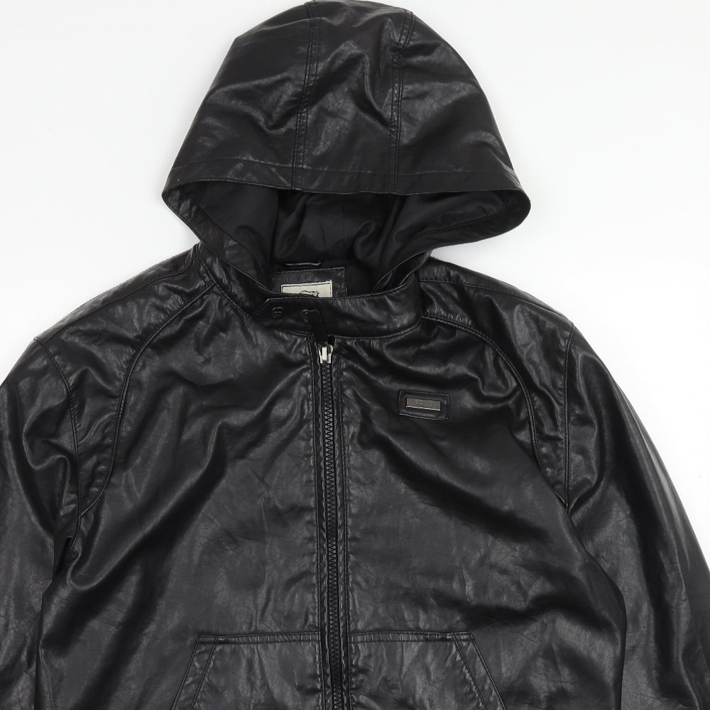 Ecko Unltd. Mens Black Bomber Jacket Jacket Size L Zip