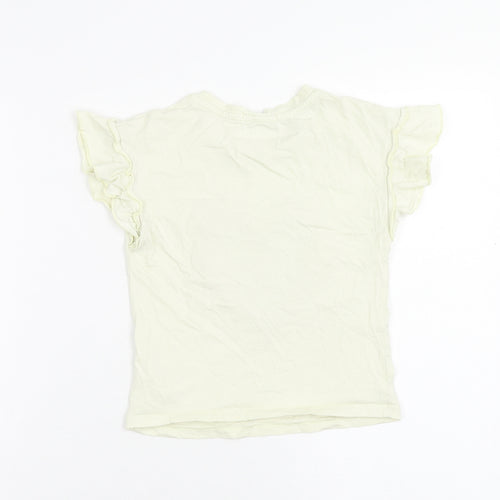 Primark Girls Ivory Cotton Basic T-Shirt Size 3-4 Years Round Neck Pullover - Best Day Ever!