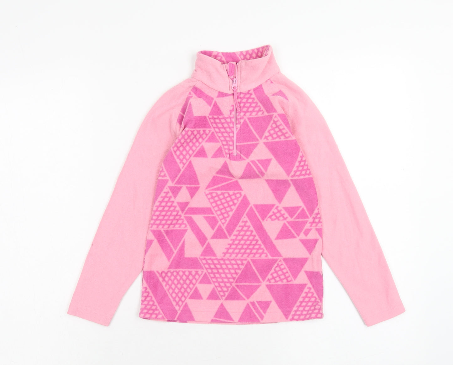Mountain Warehouse Girls Pink Geometric Polyester Pullover Sweatshirt Size 5-6 Years Zip