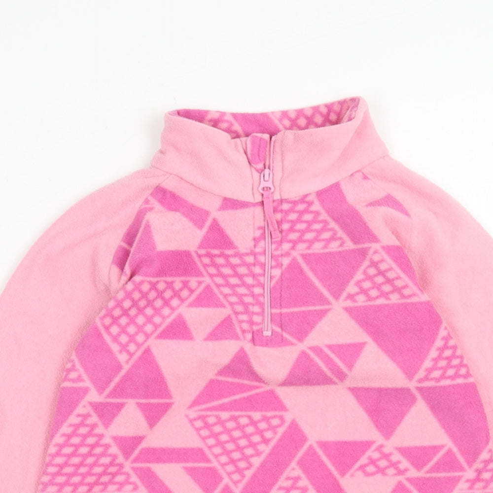 Mountain Warehouse Girls Pink Geometric Polyester Pullover Sweatshirt Size 5-6 Years Zip