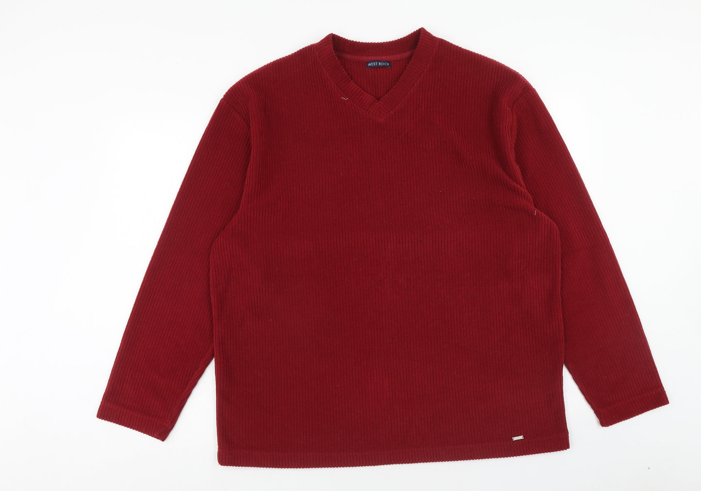 West Rock Mens Red Polyester Pullover Sweatshirt Size L - Ribbed