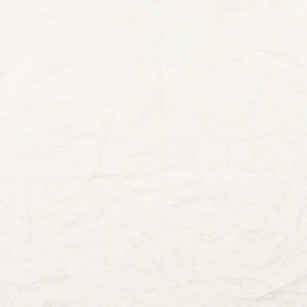 NEXT Womens Ivory Geometric Cotton Basic T-Shirt Size 14 Round Neck - Star Pattern