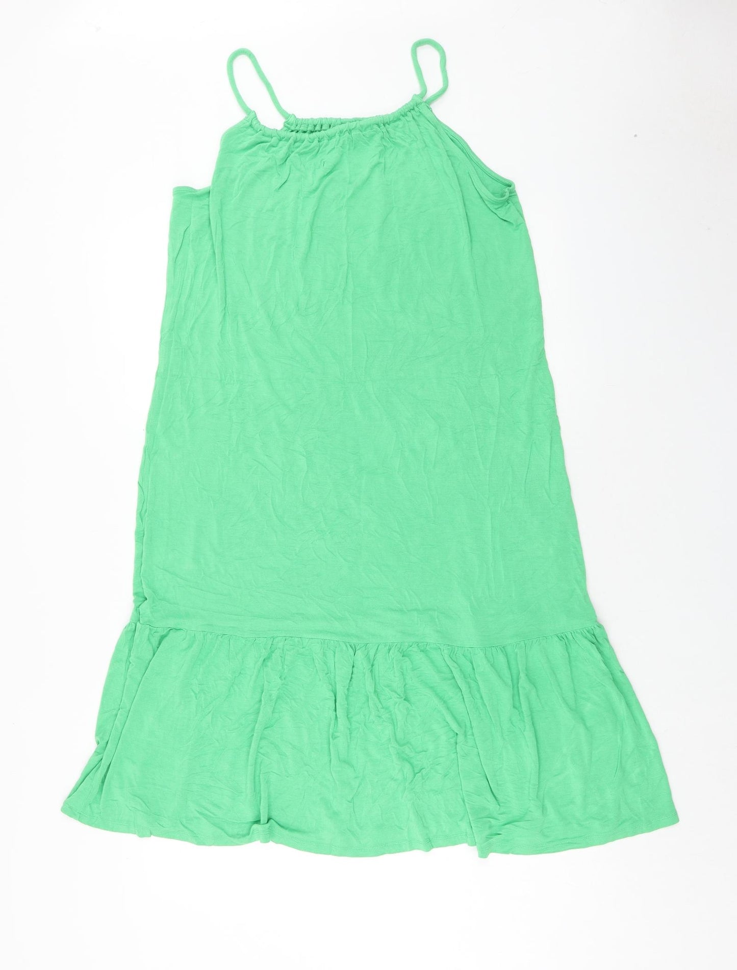 TU Womens Green Viscose Tank Dress Size 16 Round Neck Pullover
