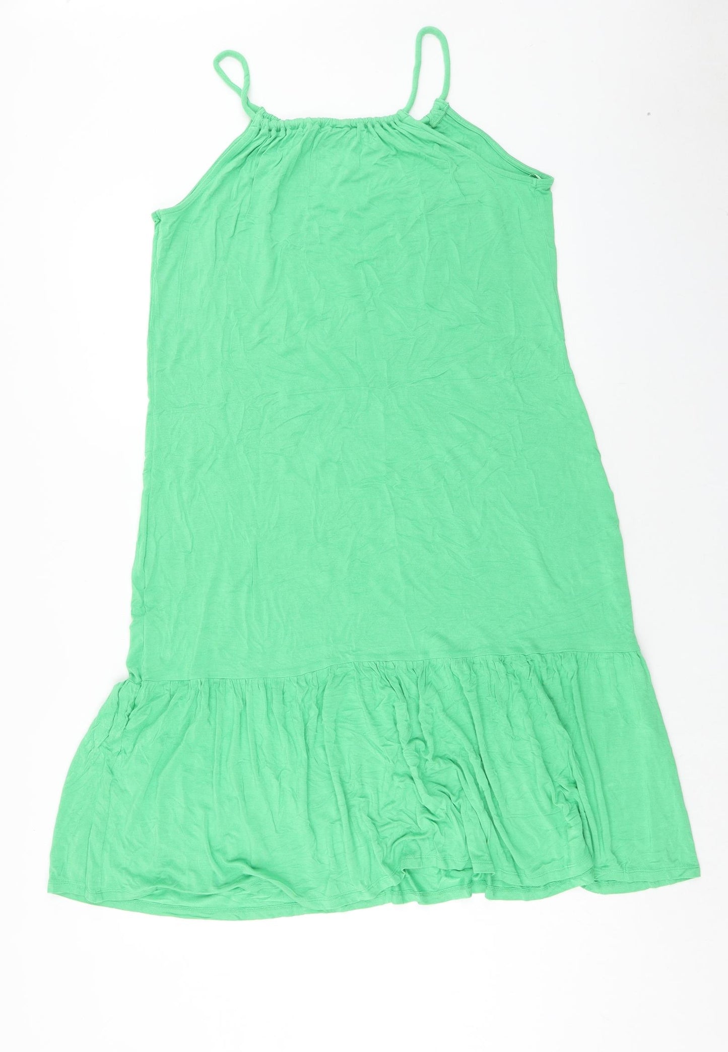 TU Womens Green Viscose Tank Dress Size 16 Round Neck Pullover