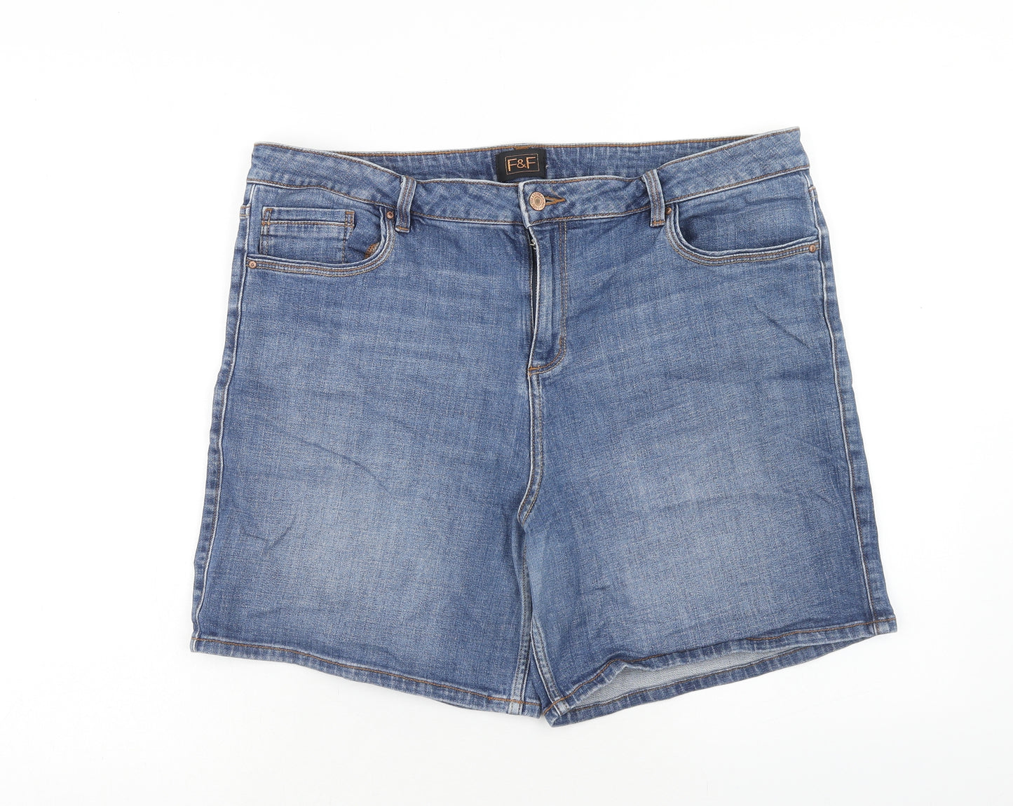 F&F Womens Black Cotton Boyfriend Shorts Size 18 Regular Zip