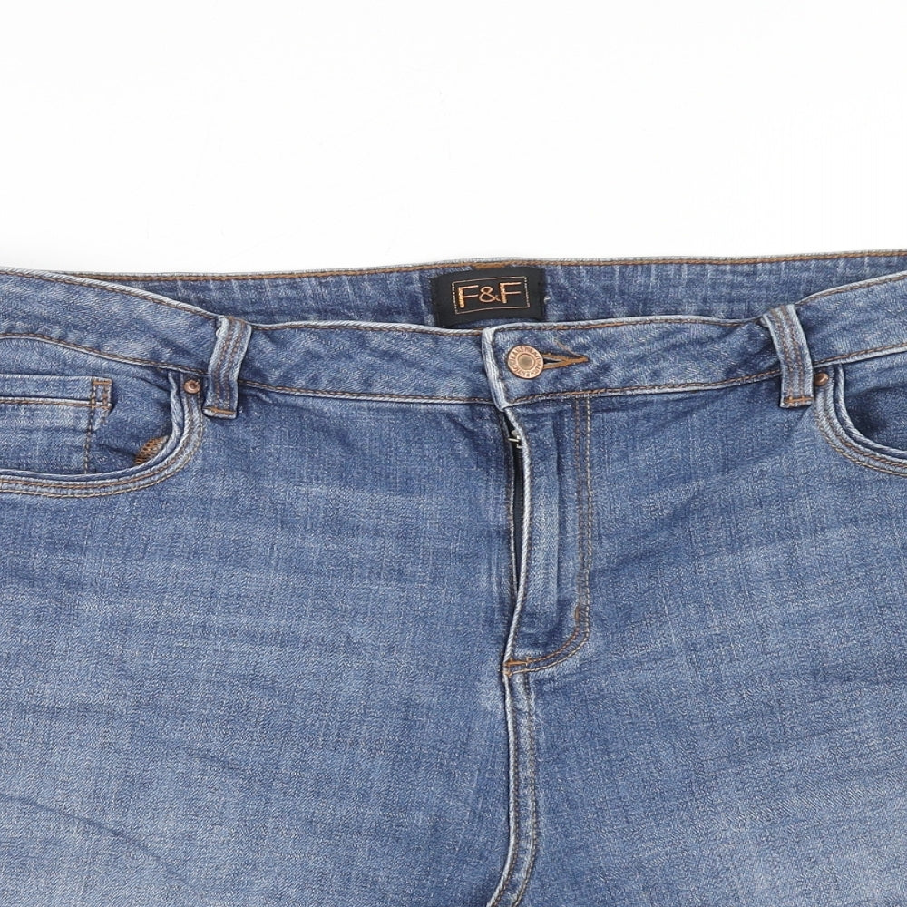 F&F Womens Black Cotton Boyfriend Shorts Size 18 Regular Zip