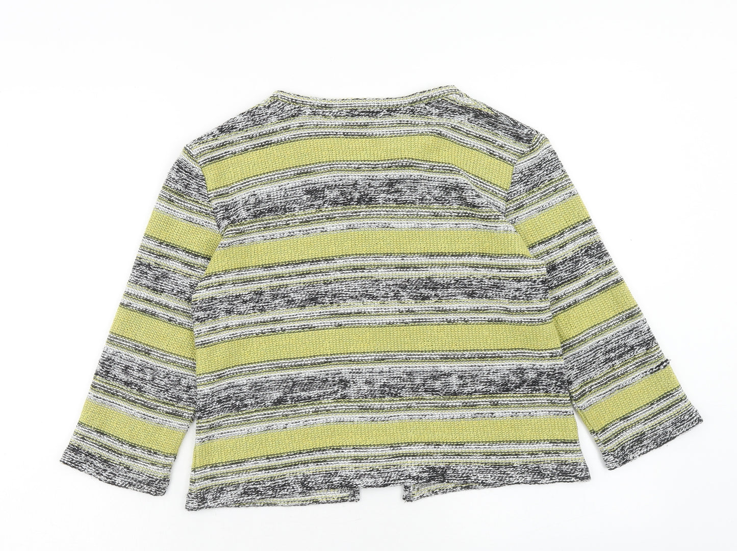 Per Una Womens Green V-Neck Striped Acrylic Cardigan Jumper Size M