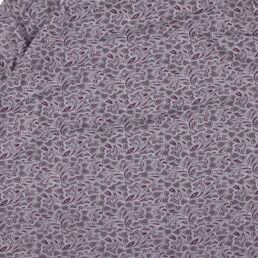Moss Mens Purple Floral Cotton Button-Up Size 17 Collared Button
