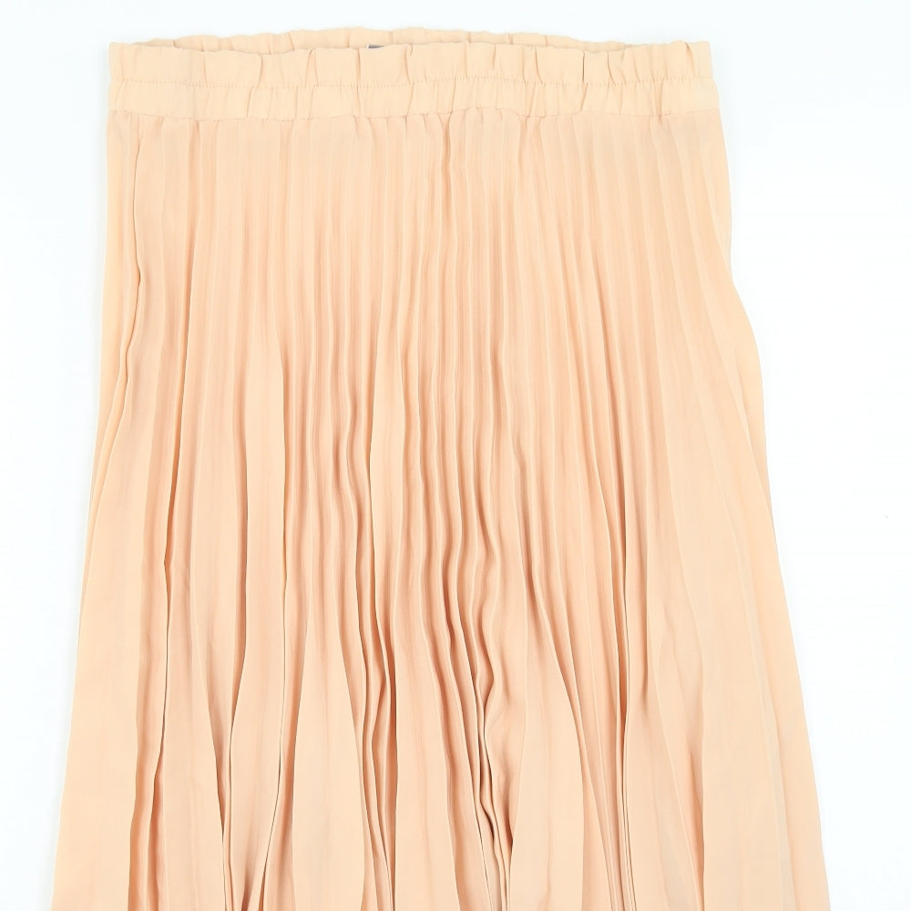 Preworn Womens Pink Polyester Pleated Skirt Size 16