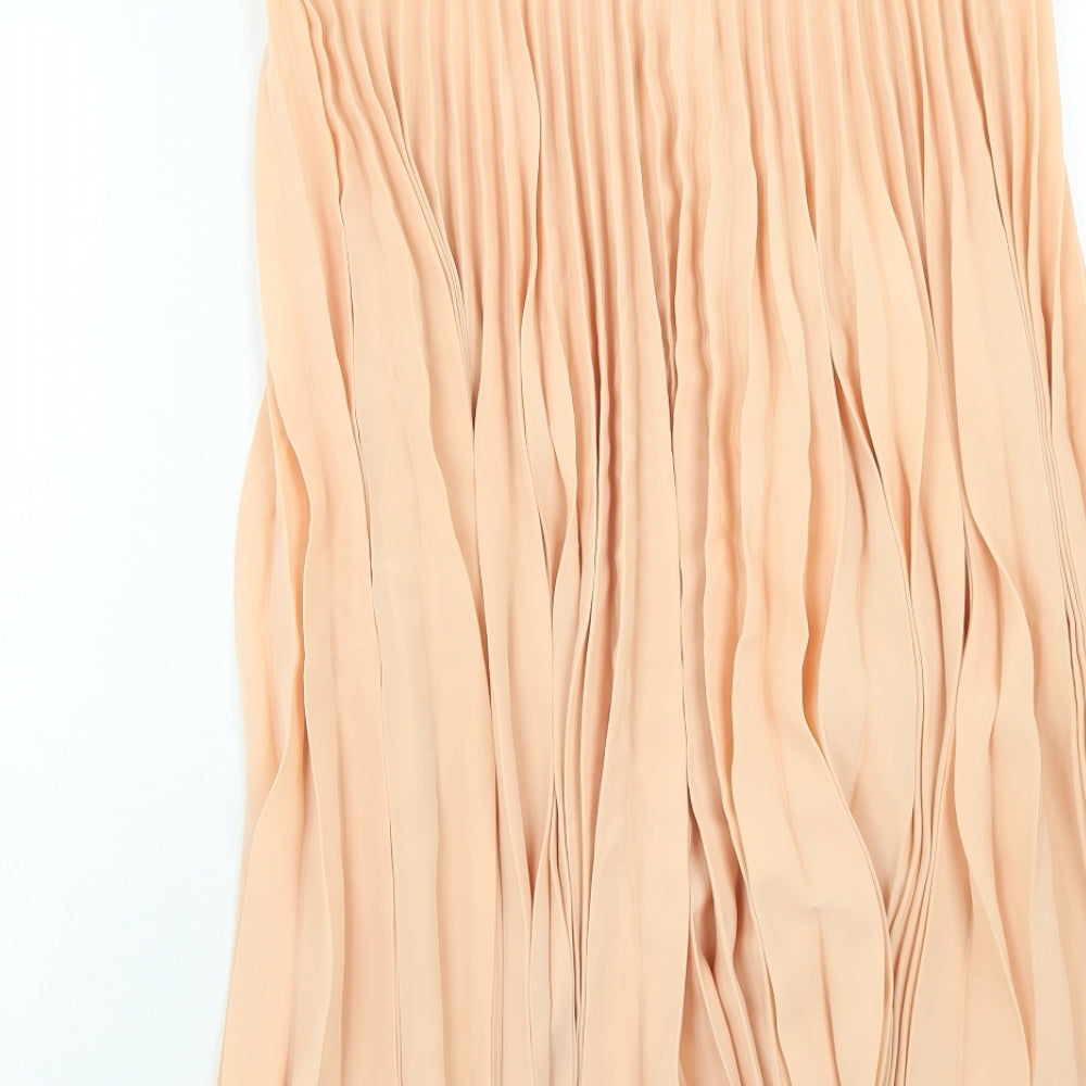 Preworn Womens Pink Polyester Pleated Skirt Size 16