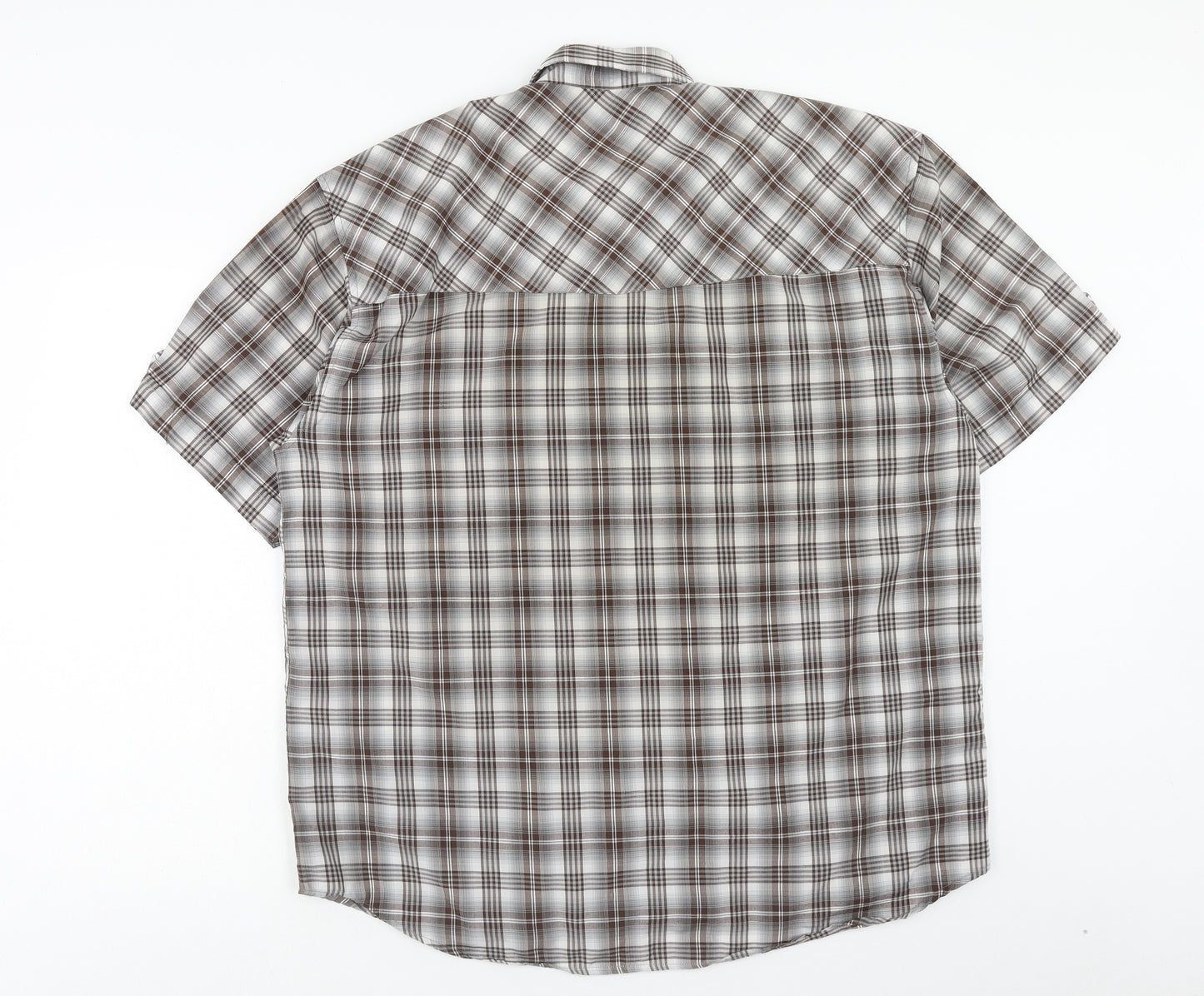 Trespass Mens Beige Plaid Polyester Button-Up Size L Collared Button