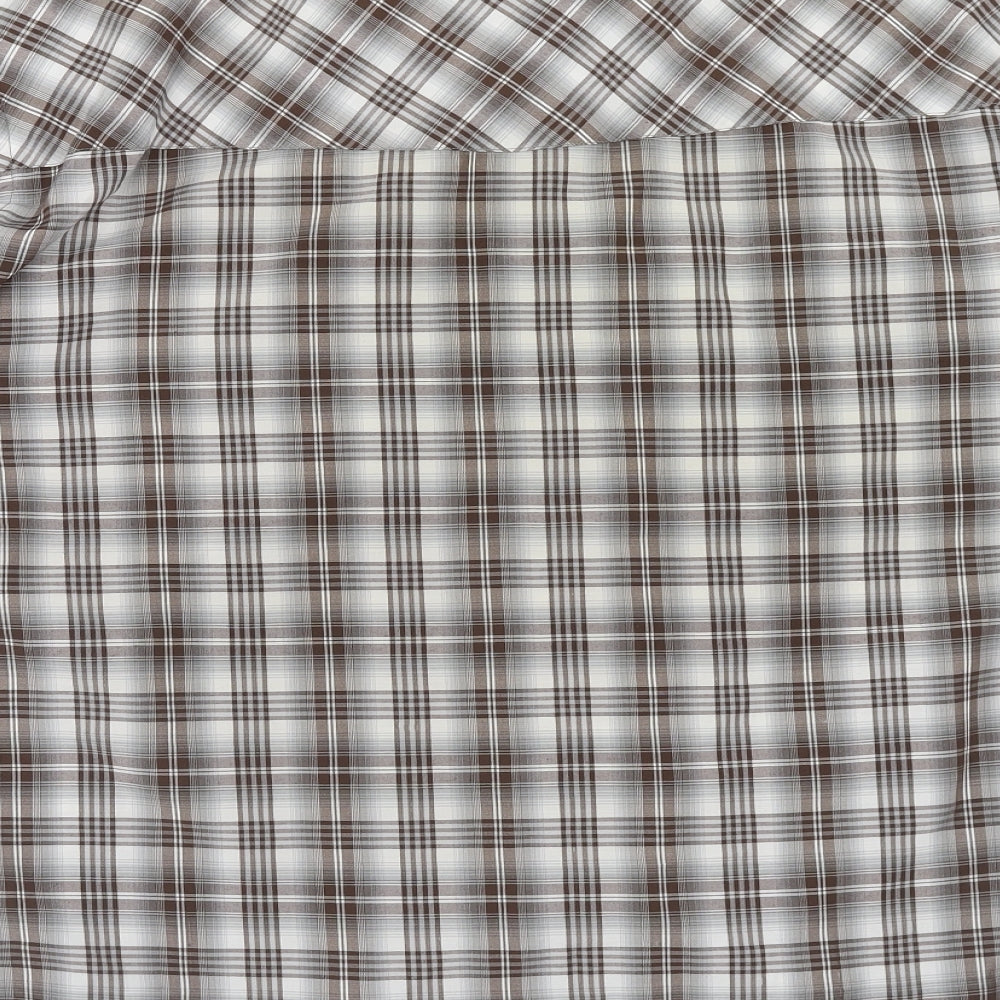 Trespass Mens Beige Plaid Polyester Button-Up Size L Collared Button