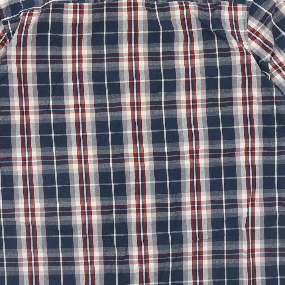 Cedar Wood State Mens Blue Plaid Cotton Button-Up Size XL Collared Button