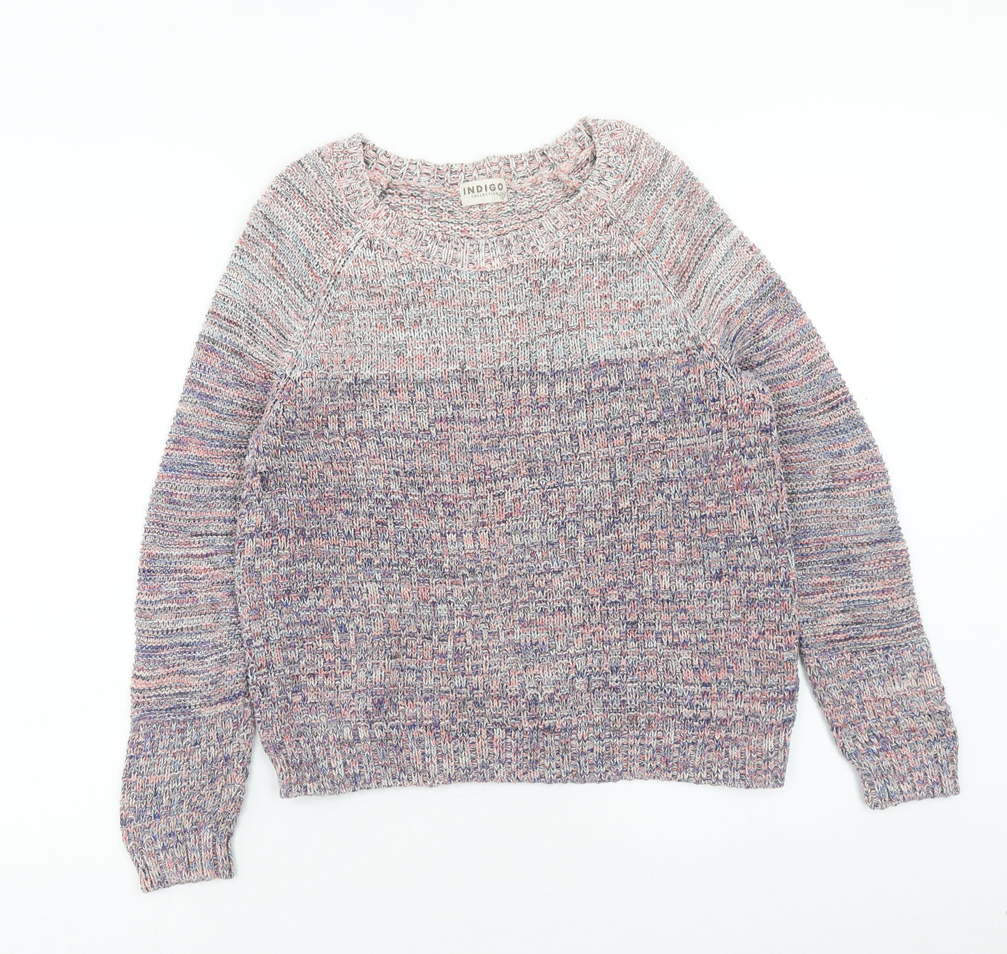 Marks and Spencer Womens Multicoloured Scoop Neck Cotton Pullover Jumper Size 14