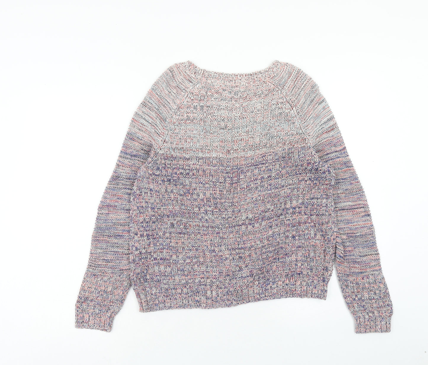 Marks and Spencer Womens Multicoloured Scoop Neck Cotton Pullover Jumper Size 14