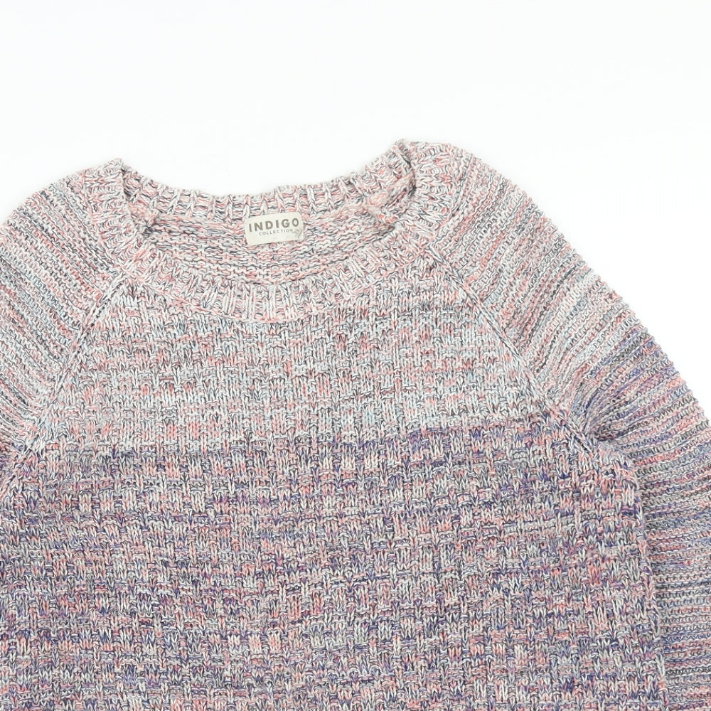 Marks and Spencer Womens Multicoloured Scoop Neck Cotton Pullover Jumper Size 14