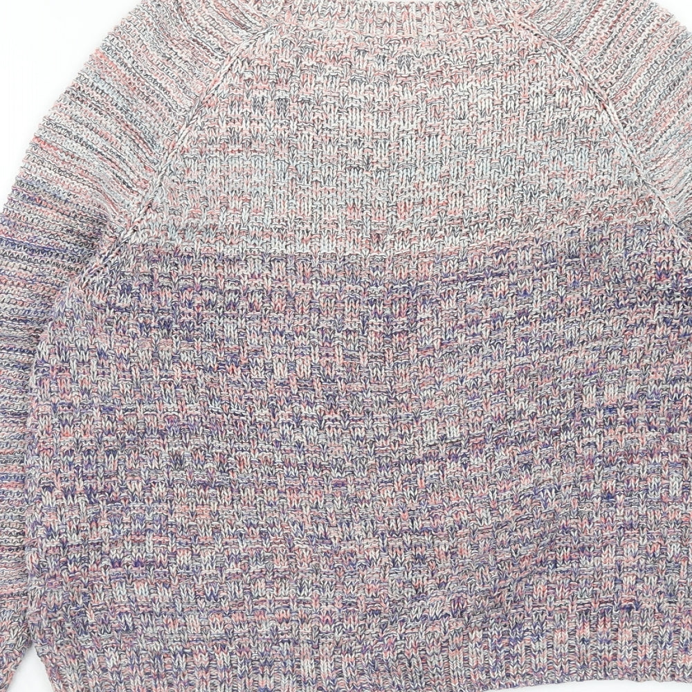 Marks and Spencer Womens Multicoloured Scoop Neck Cotton Pullover Jumper Size 14
