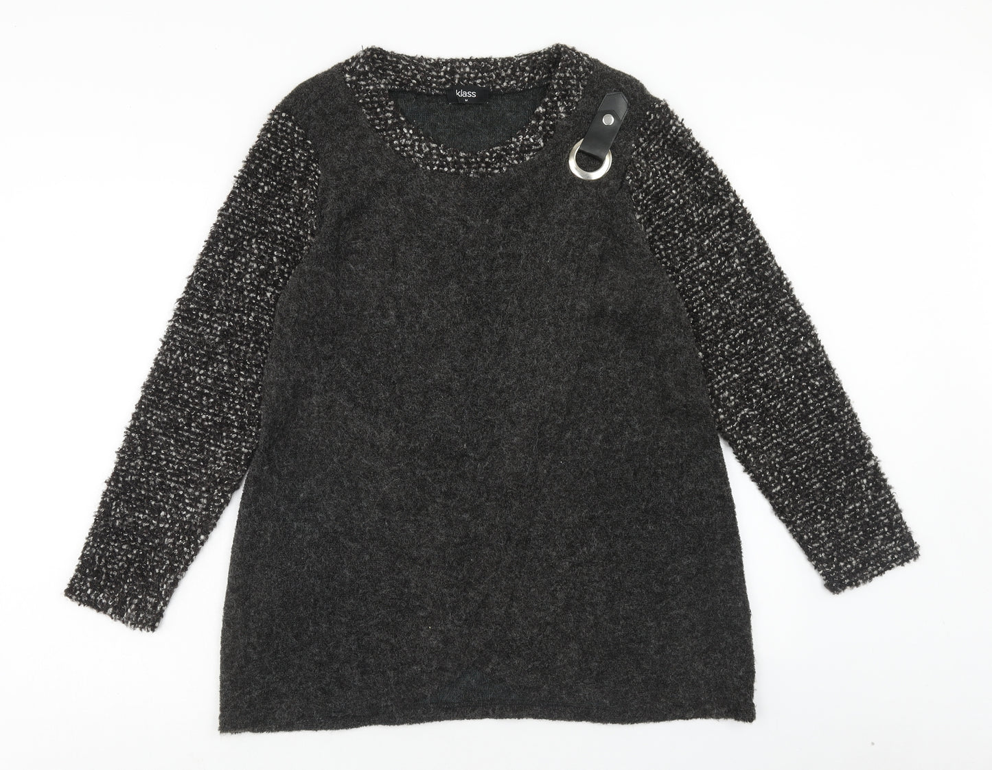 Klass Womens Grey Scoop Neck Acrylic Pullover Jumper Size M - Buckle