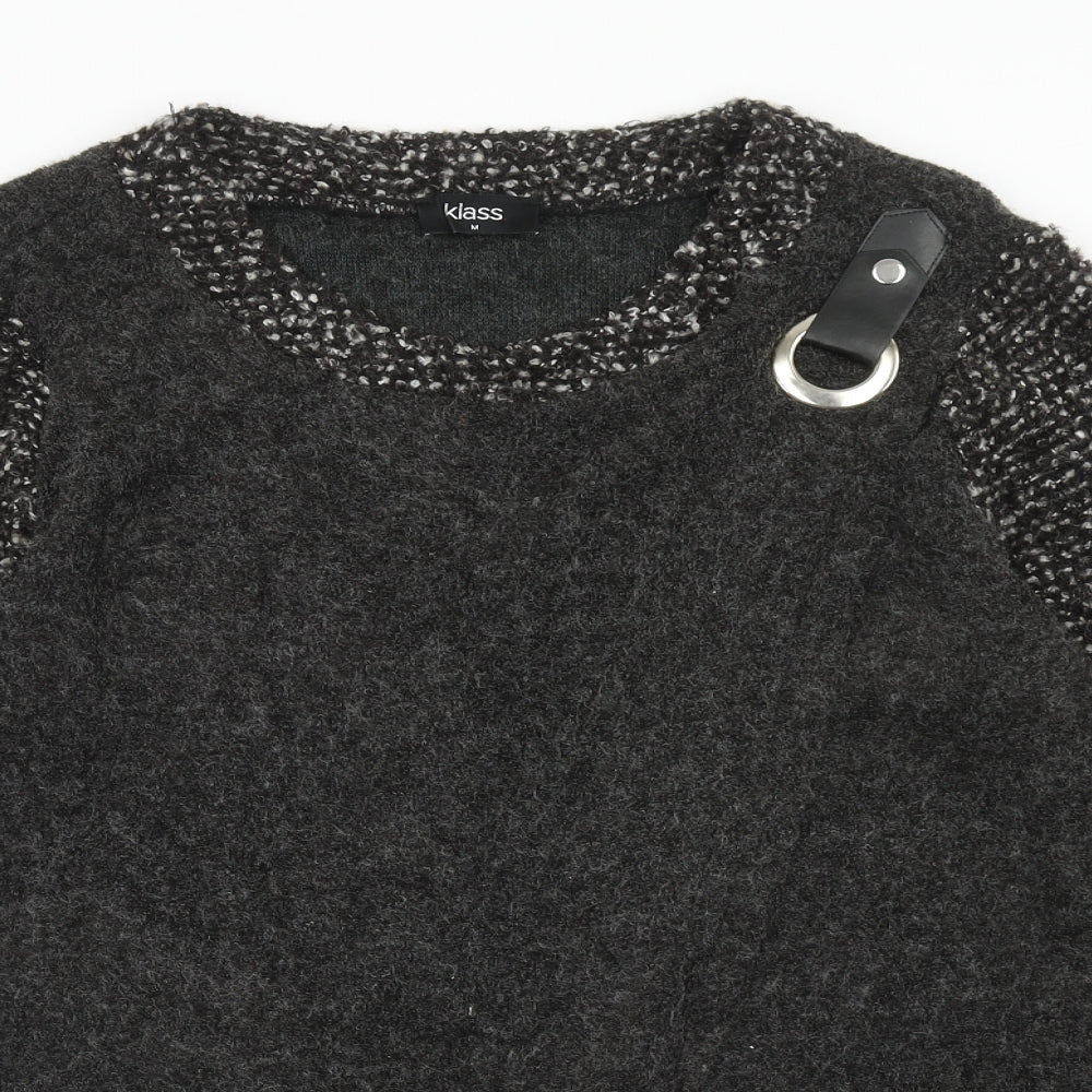 Klass Womens Grey Scoop Neck Acrylic Pullover Jumper Size M - Buckle